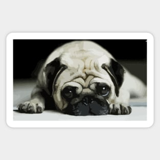 Lazy Pug Digital Painting Sticker